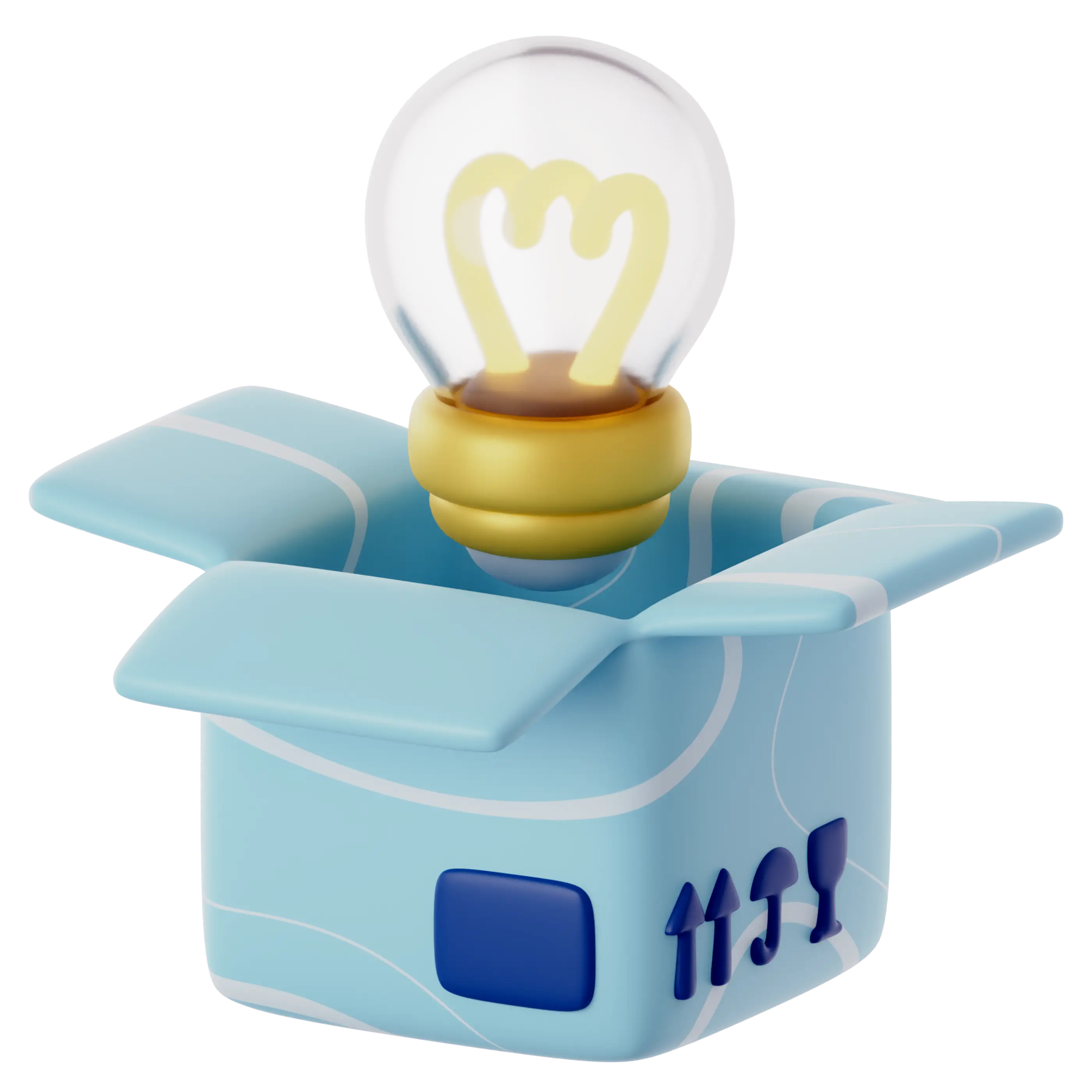 light-bulb jumping out of an open box